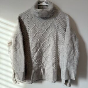 Barbour Light Gray Knit Wool Blend Cozy Cabincore Fisherman Women’s Sweater